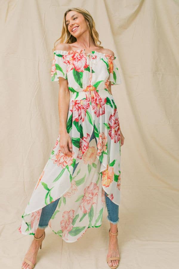 A printed woven walk thru top-IT11362