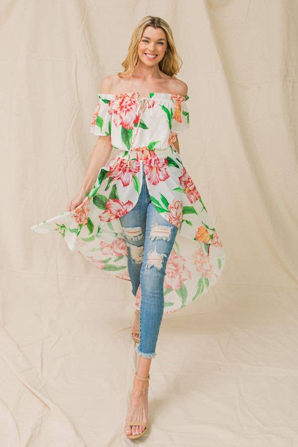 A printed woven walk thru top-IT11362