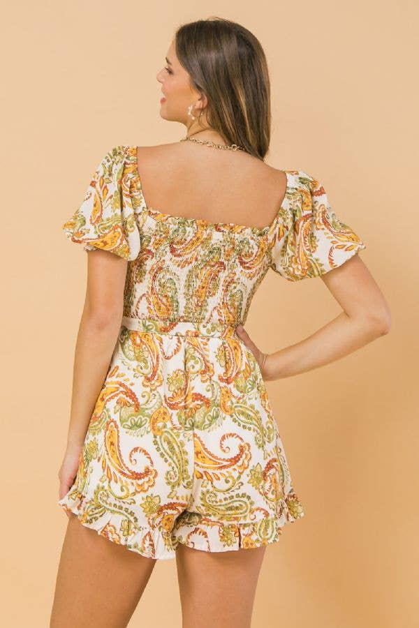A printed woven romper-IP7343