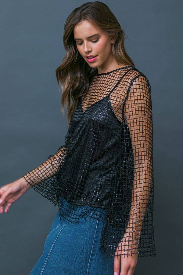 A sequined net top - IT12730
