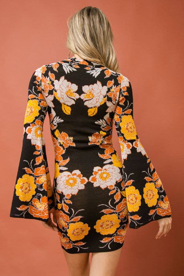 A jacquard knit mini sweater dress-ISW5025