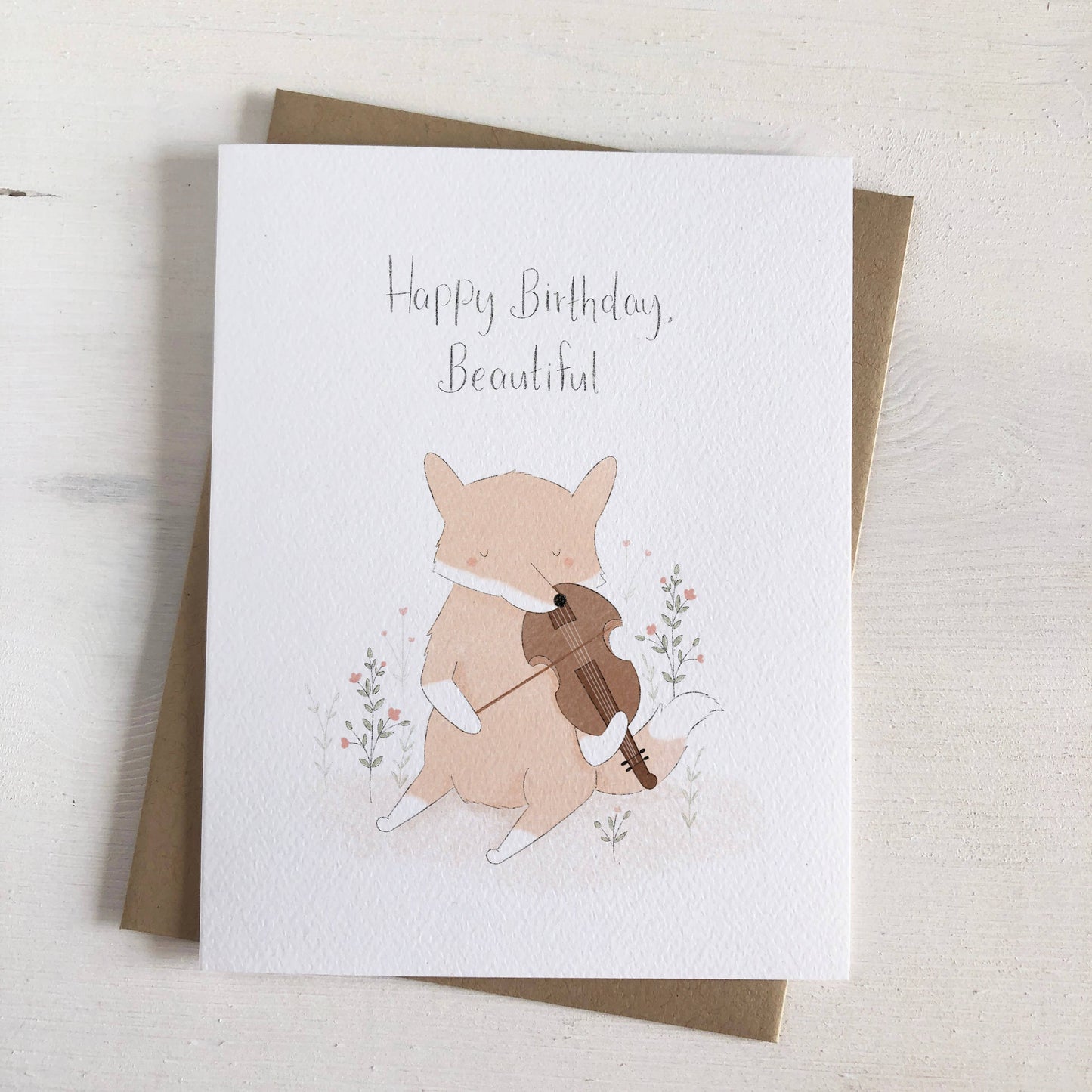 Happy Birthday Beautiful - Fox Birthday Greeting Card