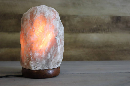 Natural GRAY Himalayan Salt Lamp w Marble Base - 6-8 Lbs