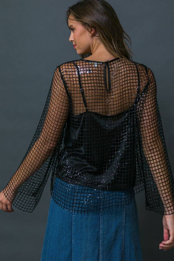 A sequined net top - IT12730