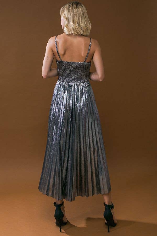 A foiled woven midi dress - ID20330