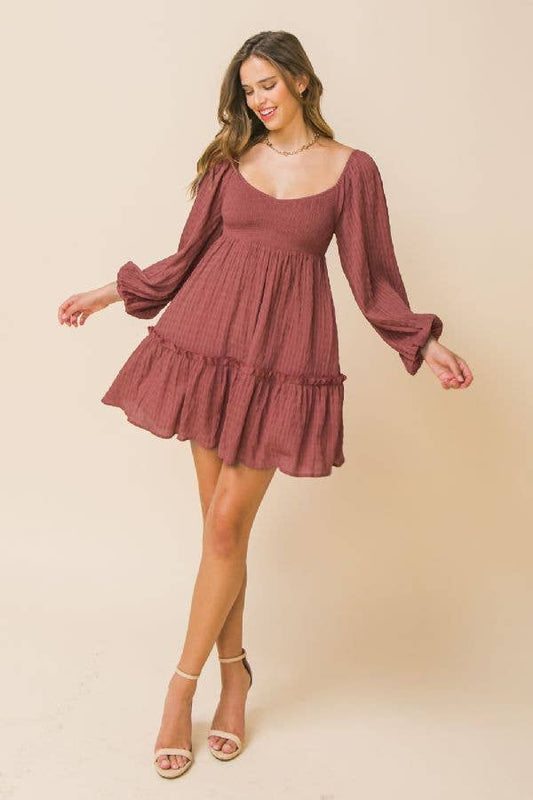 A solid textured woven mini dress -ID19024