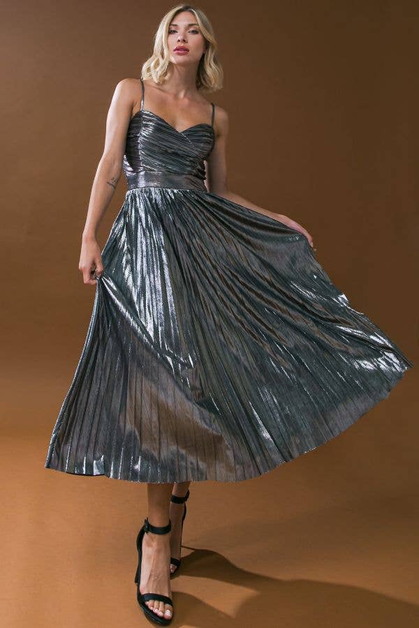 A foiled woven midi dress - ID20330