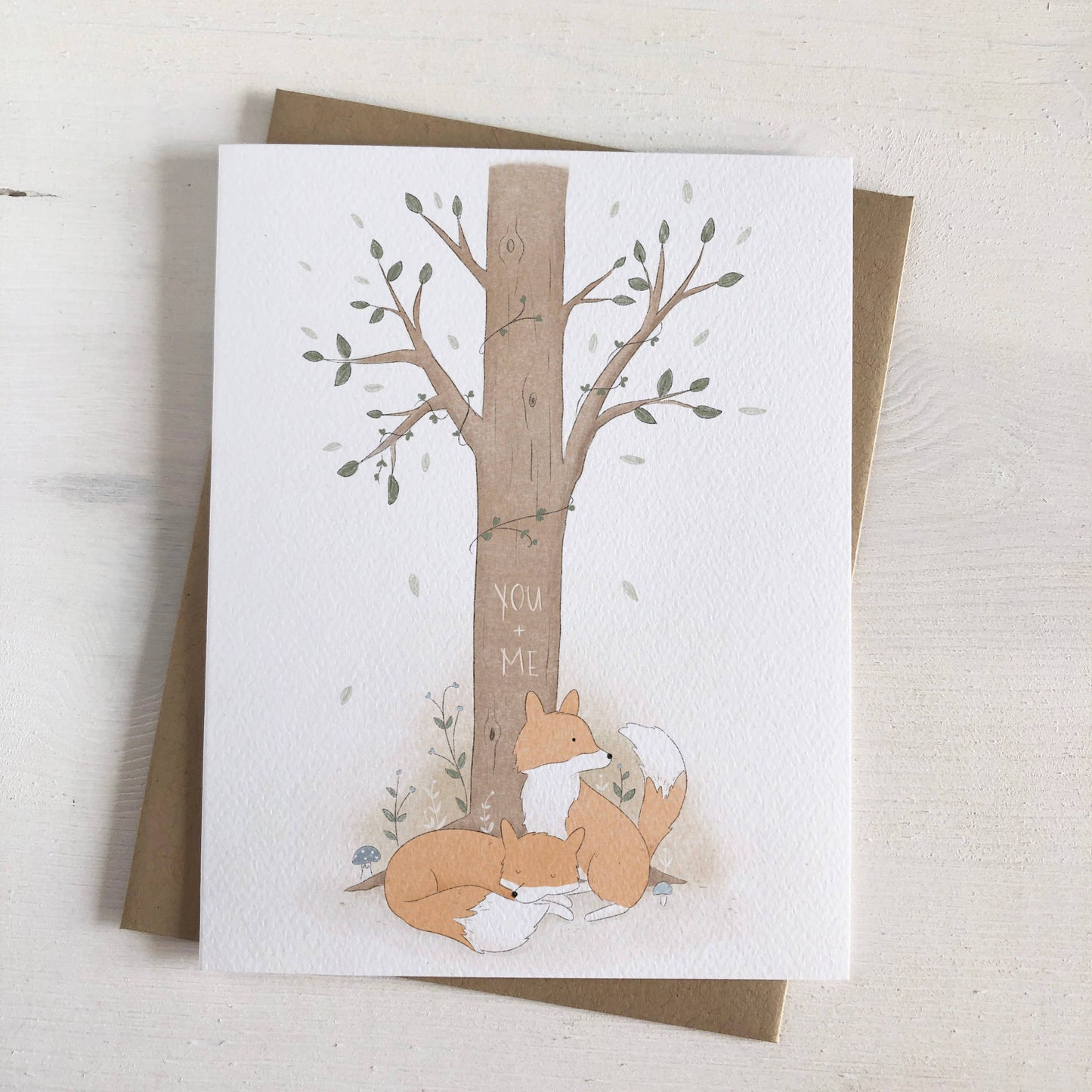 You and Me Fox Woodland Tree Love Greeting Card