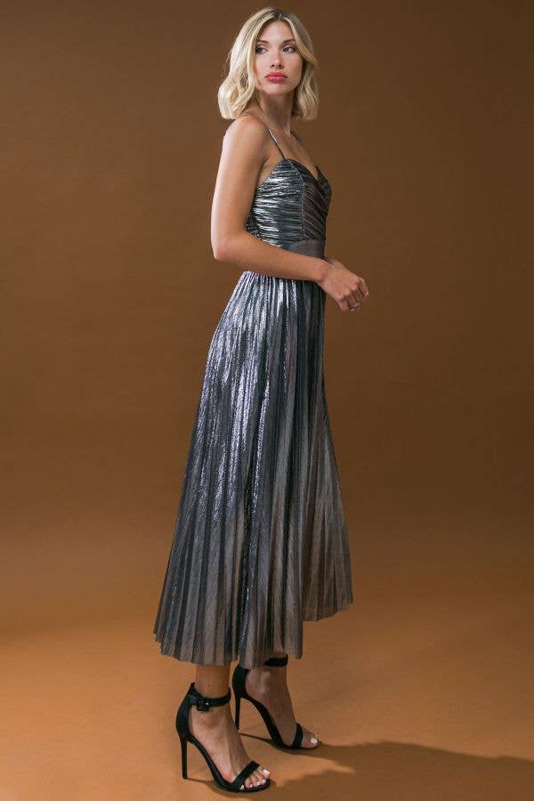 A foiled woven midi dress - ID20330