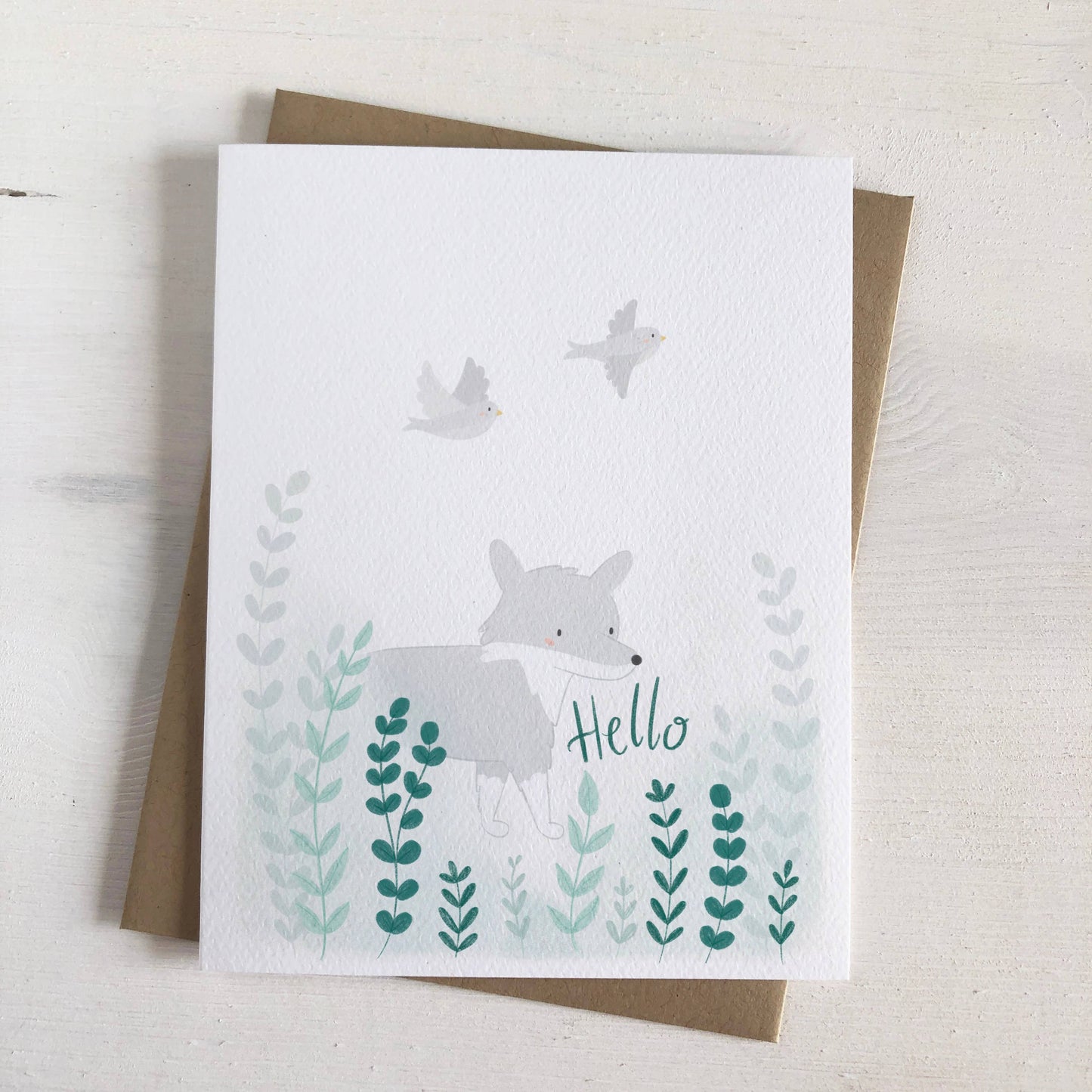 Gray Fox Hello Friendship Greeting Card