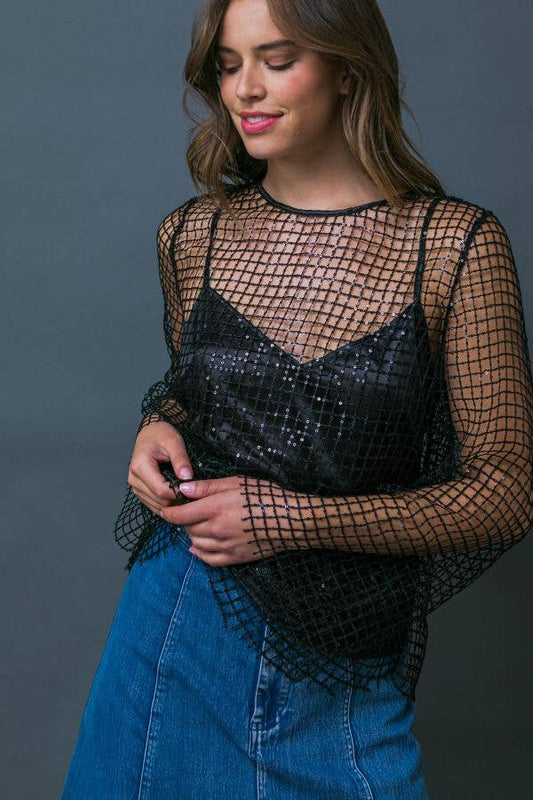 A sequined net top - IT12730