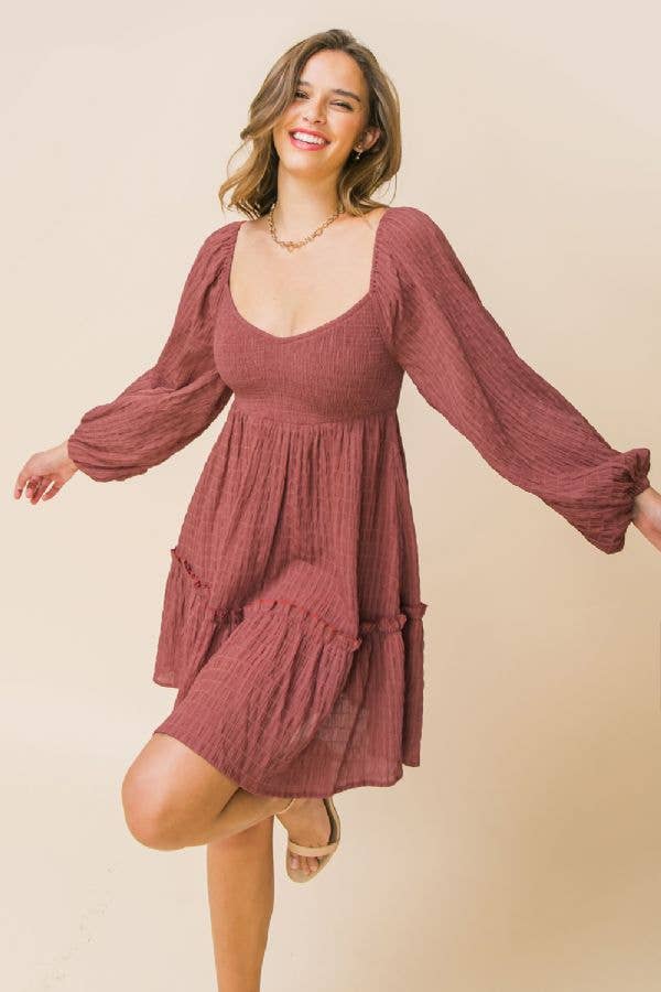 A solid textured woven mini dress -ID19024