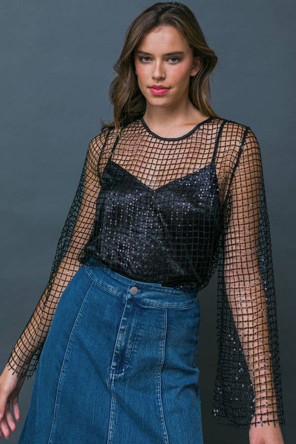 A sequined net top - IT12730