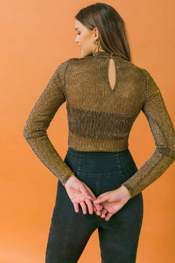 High neck sheer bodysuit-JT7951