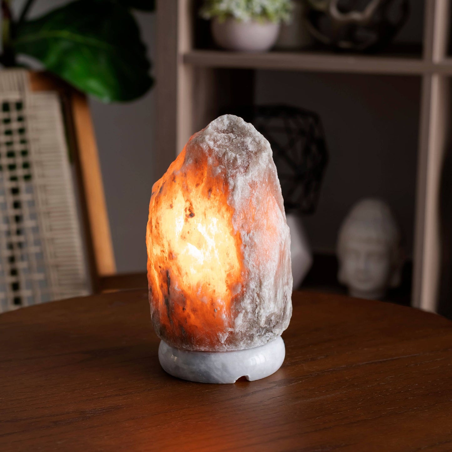 Natural GRAY Himalayan Salt Lamp w Marble Base - 6-8 Lbs