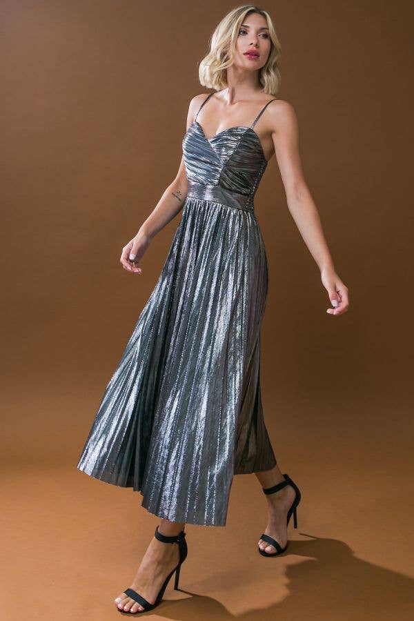 A foiled woven midi dress - ID20330