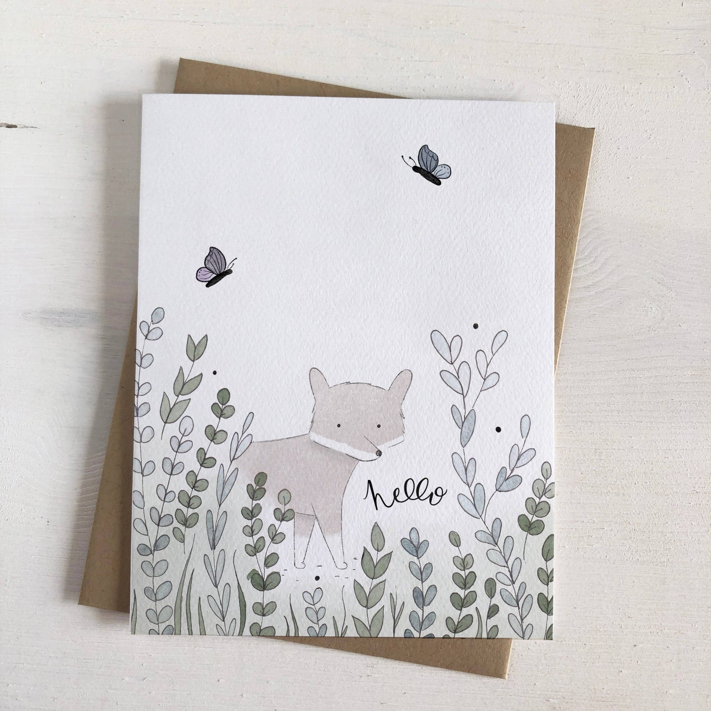 Gray Fox Hello Friendship Greeting Card