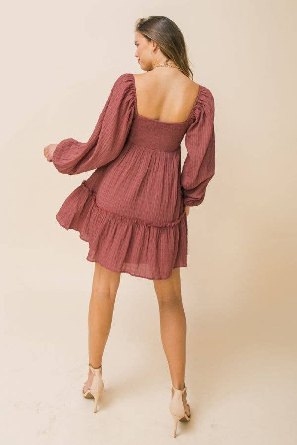 A solid textured woven mini dress -ID19024