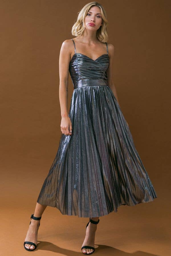 A foiled woven midi dress - ID20330