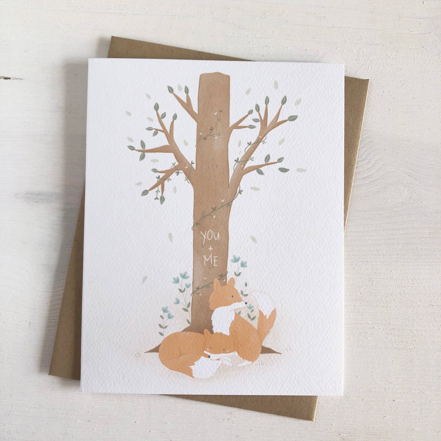 You and Me Fox Woodland Tree Love Greeting Card