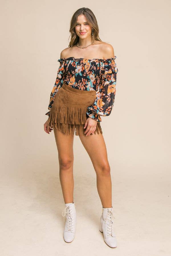 A faux suede skort-IP7507