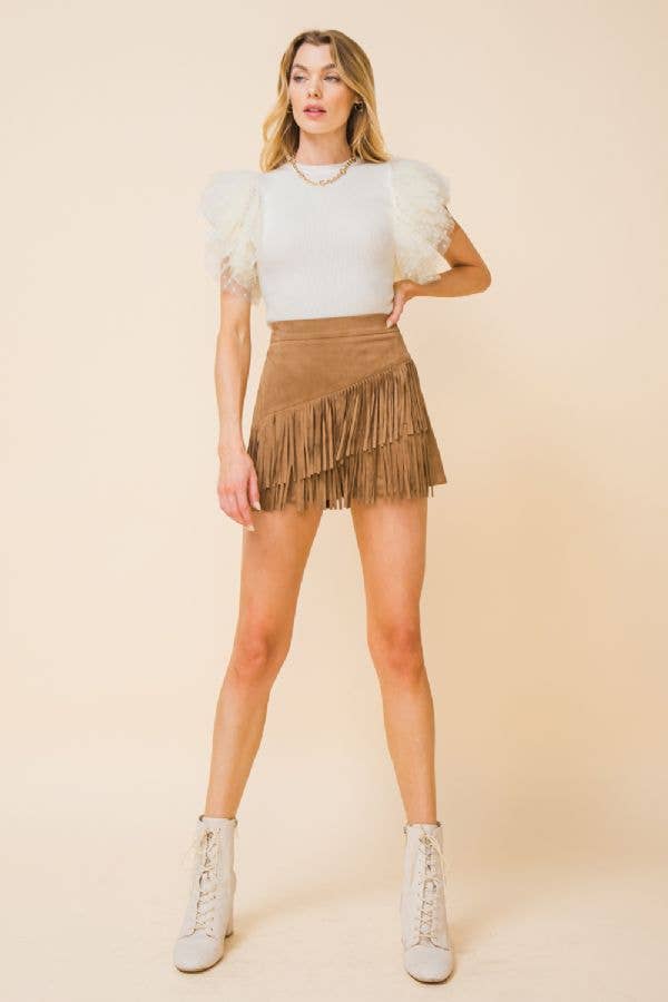 A faux suede skort-IP7507