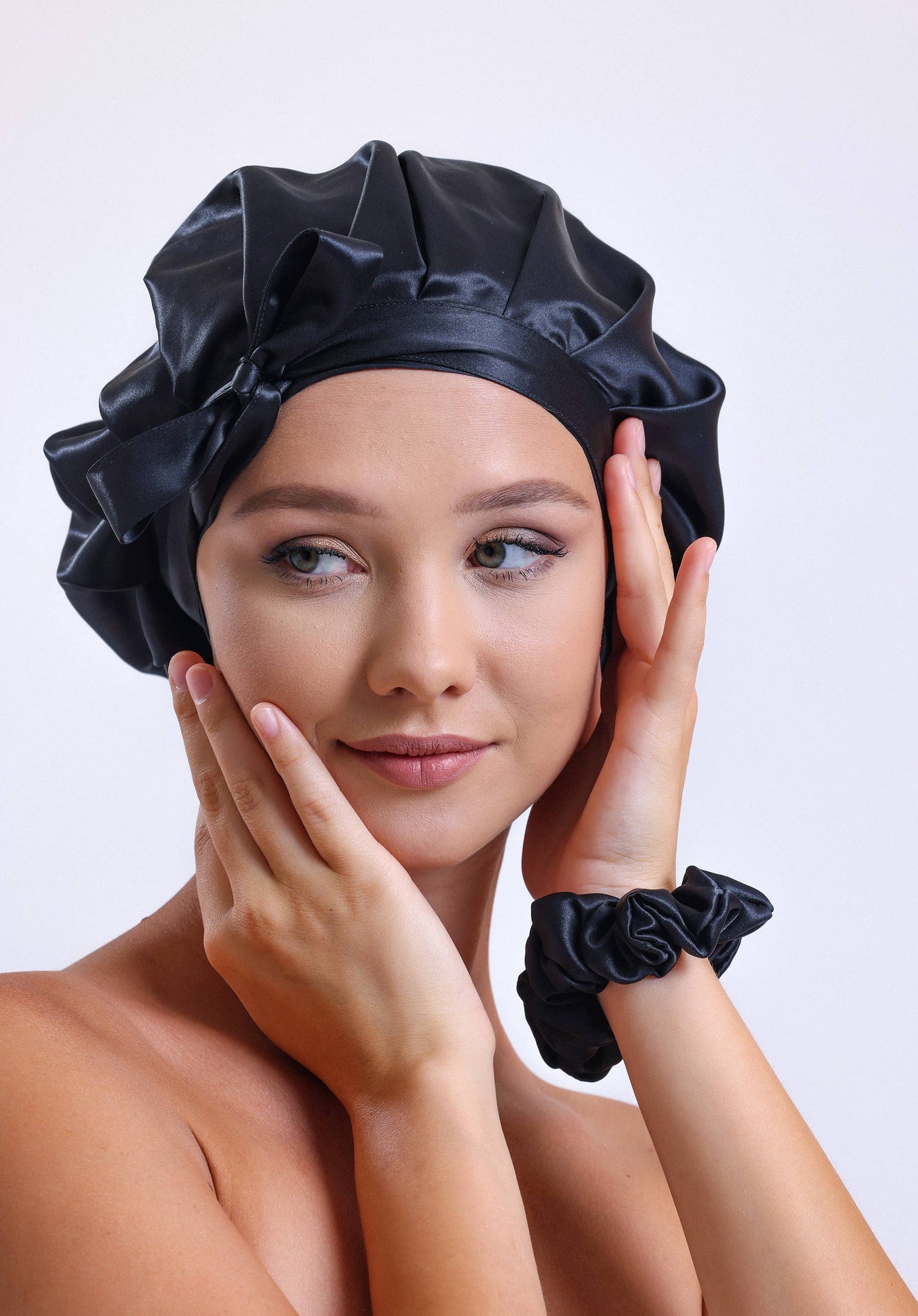 100% Organic Pure Silk Hair Bonnet - Black