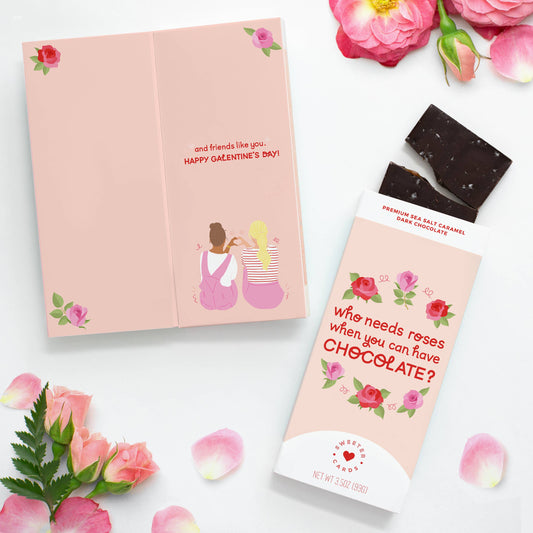 GALentine's Day Card with Chocolate Inside - Who Needs Roses