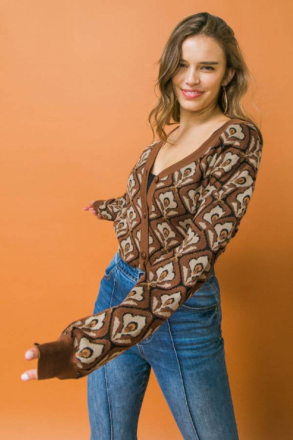 A jacquard sweater cardigan-ISW5062